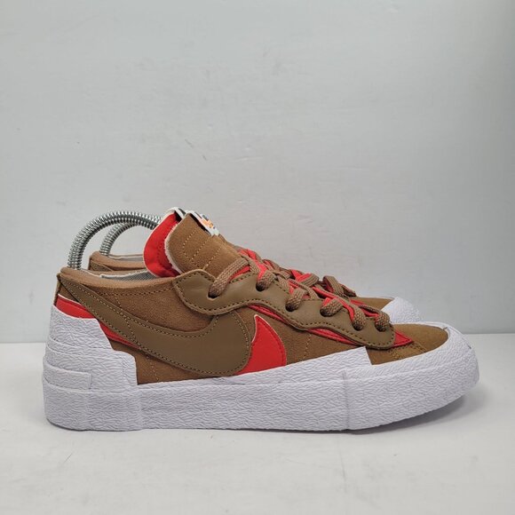 Nike Blazer Low / Sacai Men's Brown & Red Sneakers DD1877-200 US Size 9 NWB - Picture 3 of 10